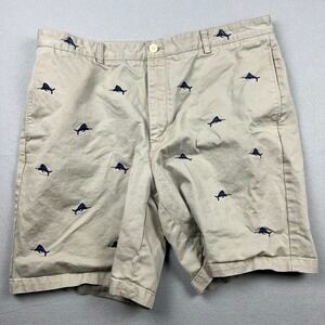 Vineyard Vines Men's 40 Khaki Club Short Embroidered Chino Blue Marlin Fish AOP